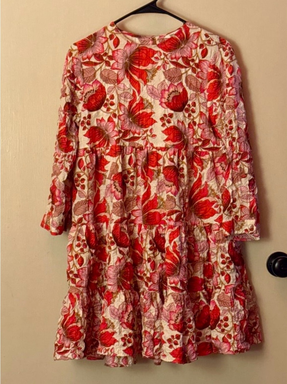 Zara Floral Tiered Dress in Red and Pink